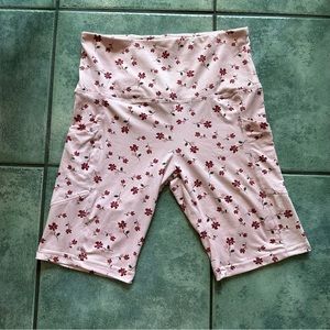 Saresa Ditsy Floral Cherry Blossom Pink & Red Bike Shorts